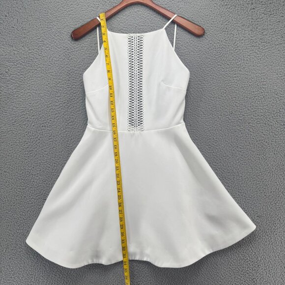Keepsake Mini Fit Flare Dress Solid White Sleeveless Backless Braided Size M - Picture 9 of 16